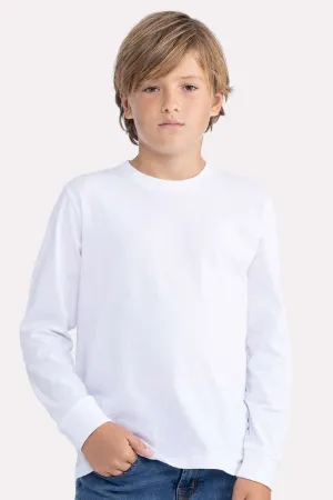 Next Level Jugend Langarm Rundhals T-Shirt - Weiß