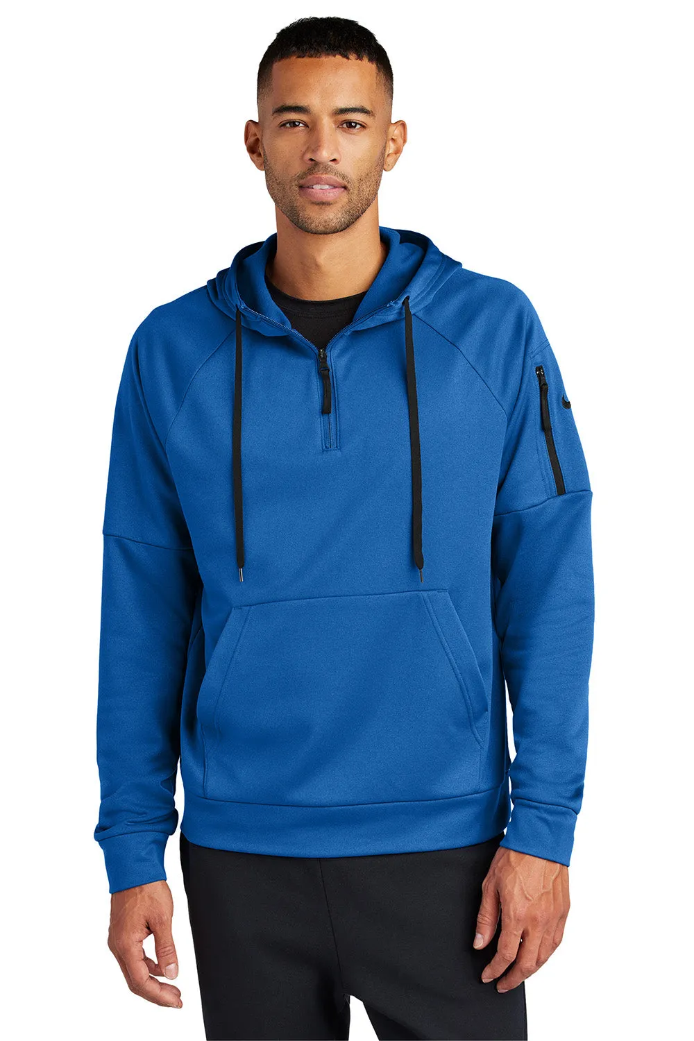 Nike Herren Therma-Fit Fleece 1/4-Zip Kapuzenpullover mit Beuteltasche - Game Royal Blau