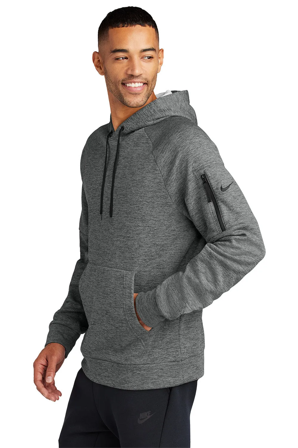 Nike Herren Therma-Fit Fleece Kapuzenpullover mit Kangaroo-Tasche - Heather Charcoal Grey