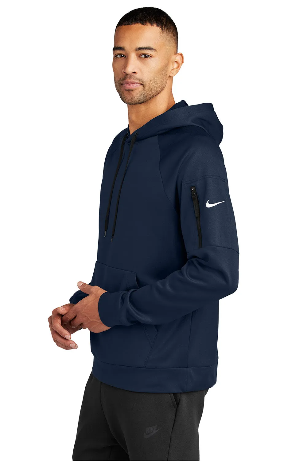 Nike Herren Therma-Fit Fleece Kapuzenpullover mit Kangaroo-Tasche - Marineblau