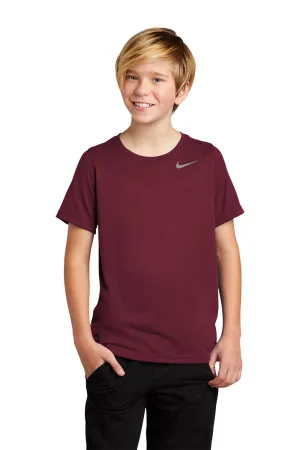 Nike Jugendteam rLegend Dri-Fit Feuchtigkeitstransportierendes Kurzarm-Crewneck-T-Shirt - Dunkles Weinrot