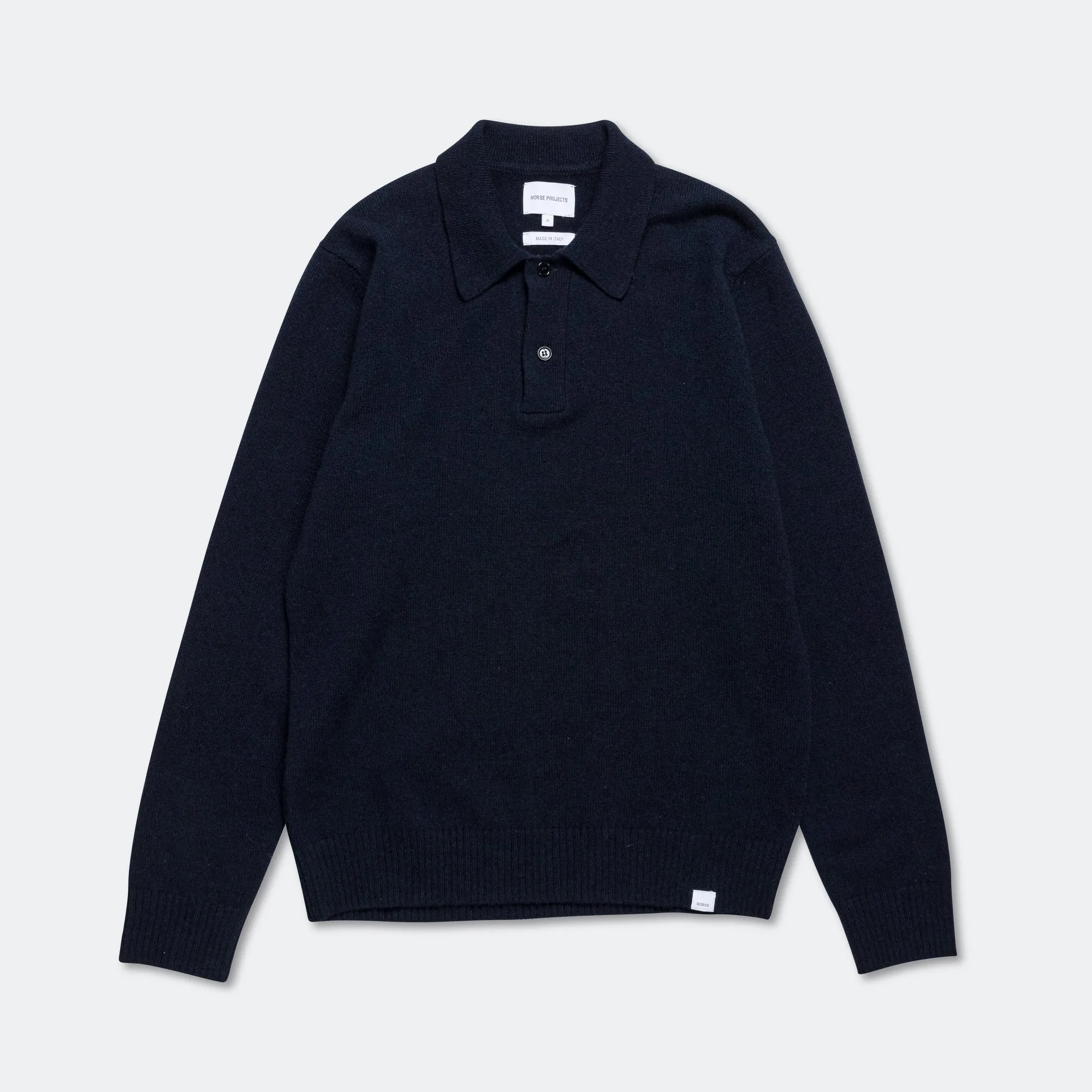 Norse Projects Kleidung Standard Merino Lambswool Polo - Dunkelblau