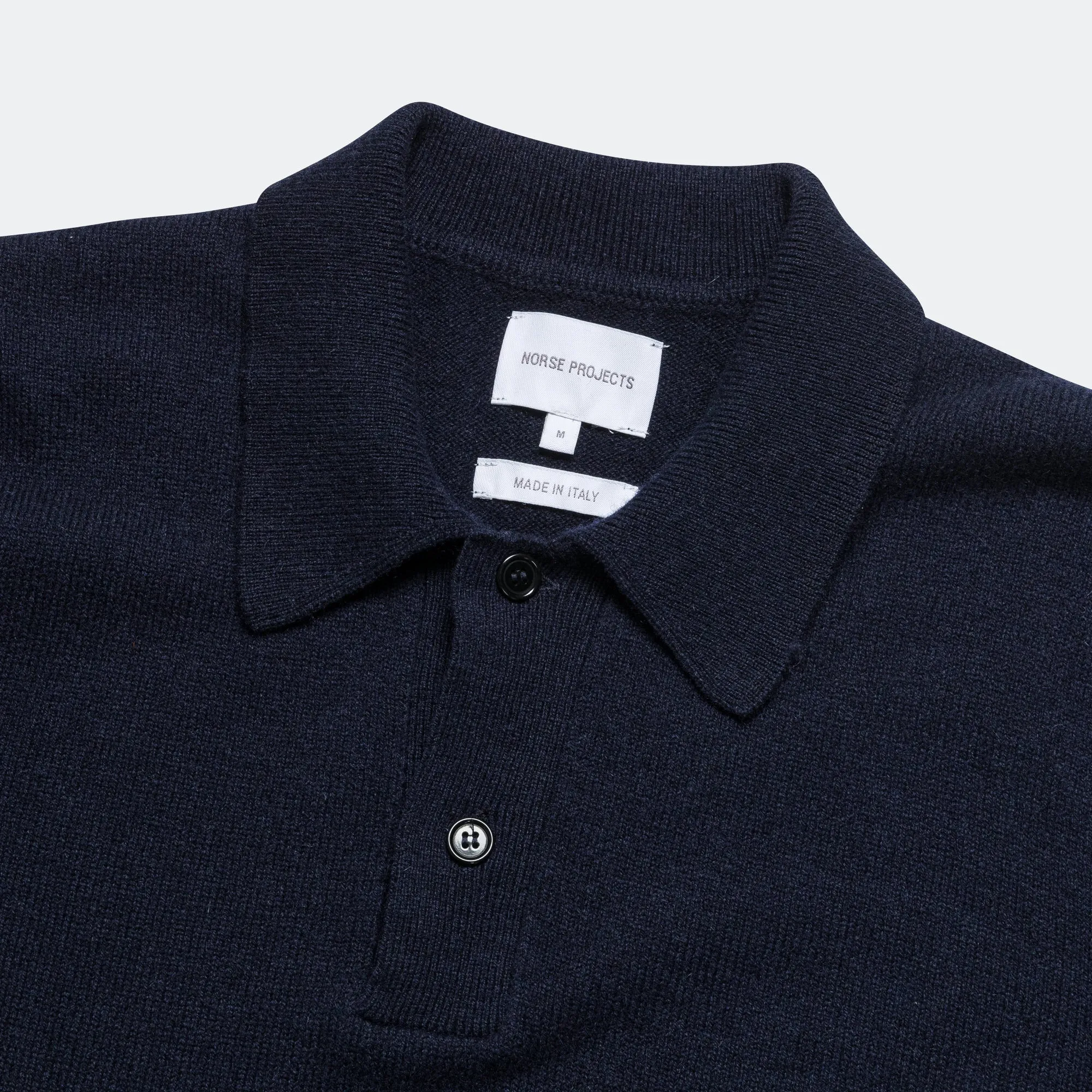 Norse Projects Kleidung Standard Merino Lambswool Polo - Dunkelblau