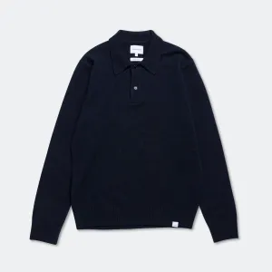 Norse Projects Kleidung Standard Merino Lambswool Polo - Dunkelblau