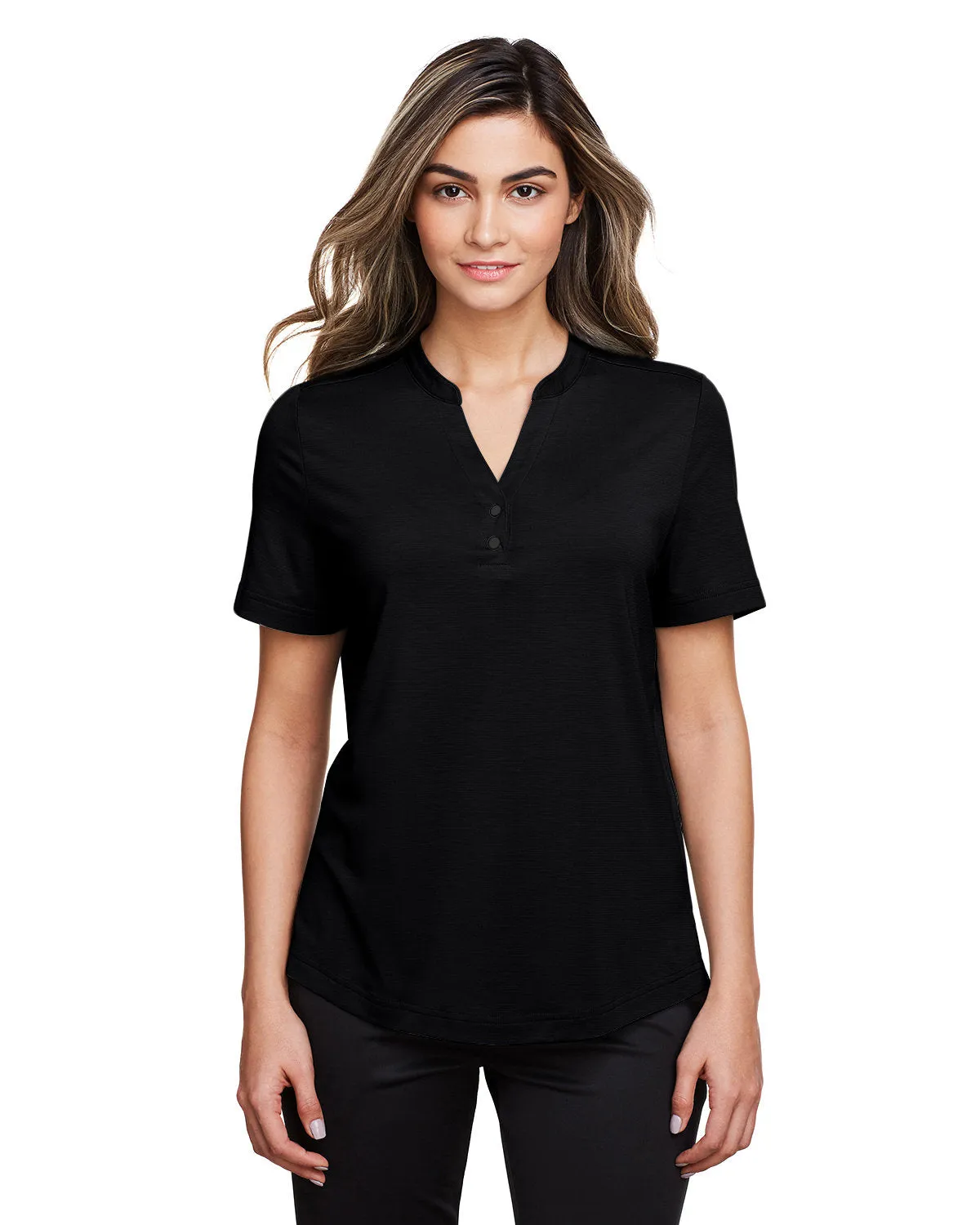 North End NE100W Damen-Jaq Snap-Up Stretch Performance Polo