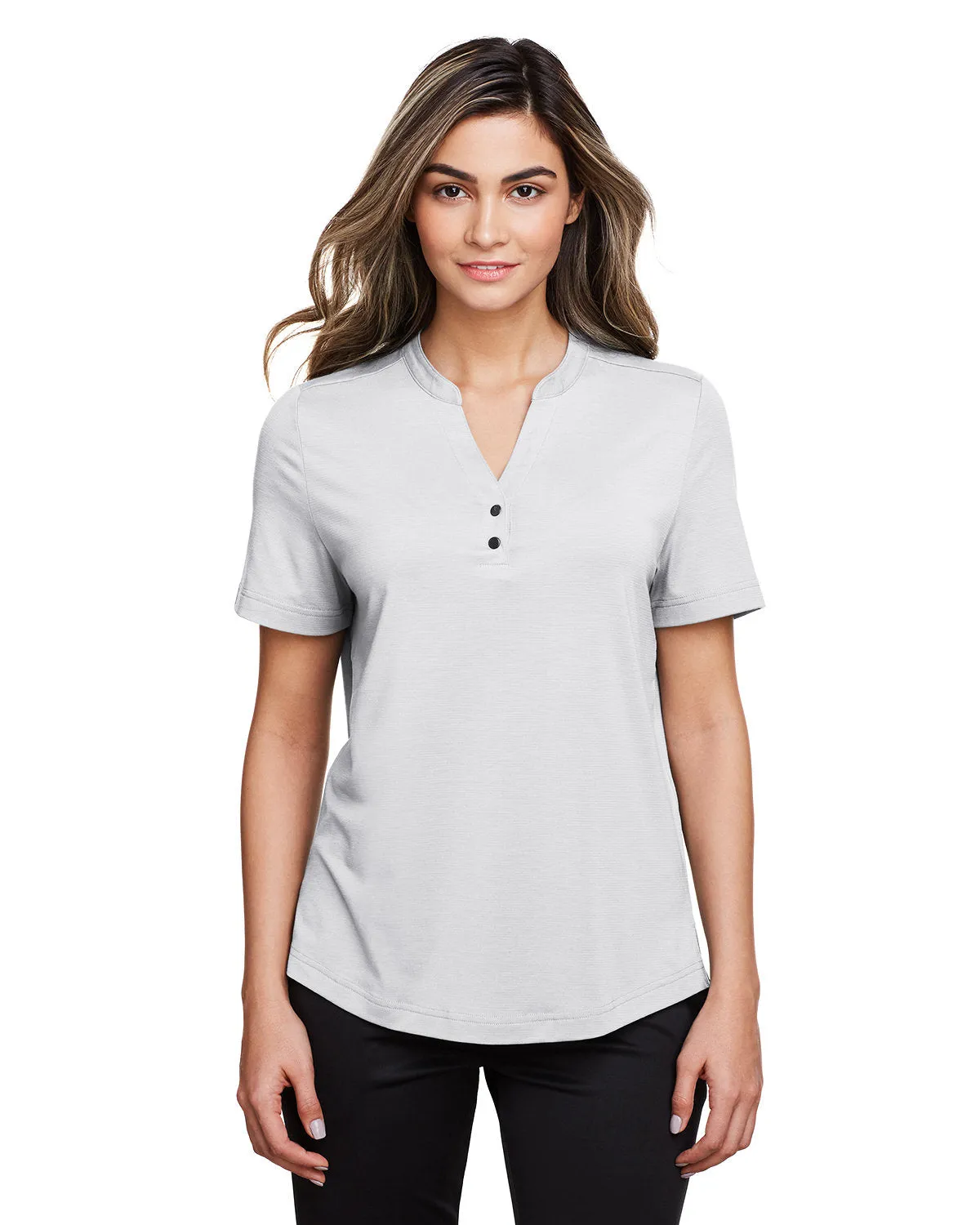 North End NE100W Damen-Jaq Snap-Up Stretch Performance Polo