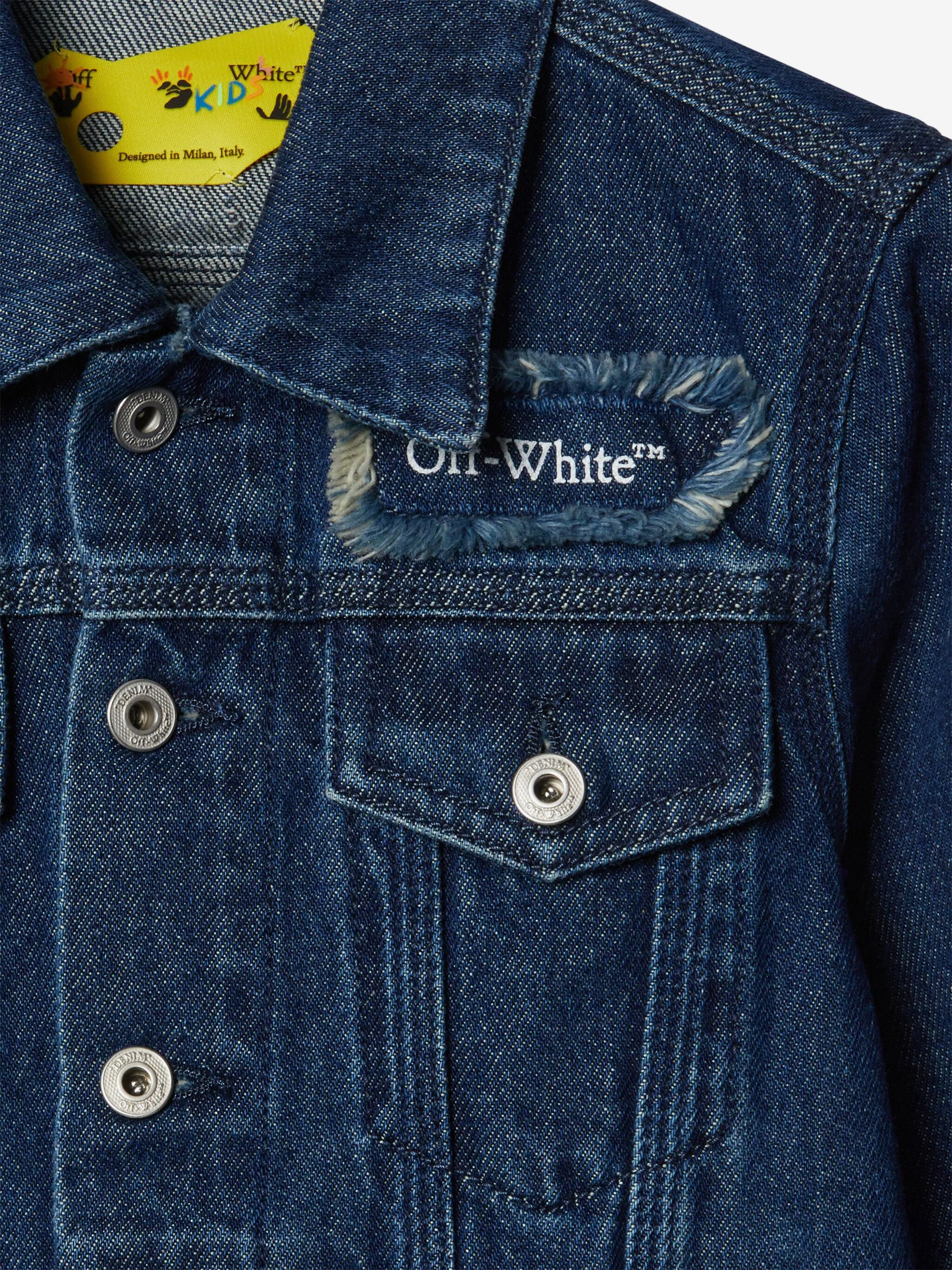 Off-White Boys Bookish Patch Denim Jacket in Blau