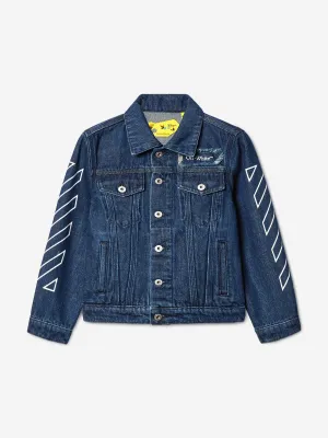 Off-White Boys Bookish Patch Denim Jacket in Blau