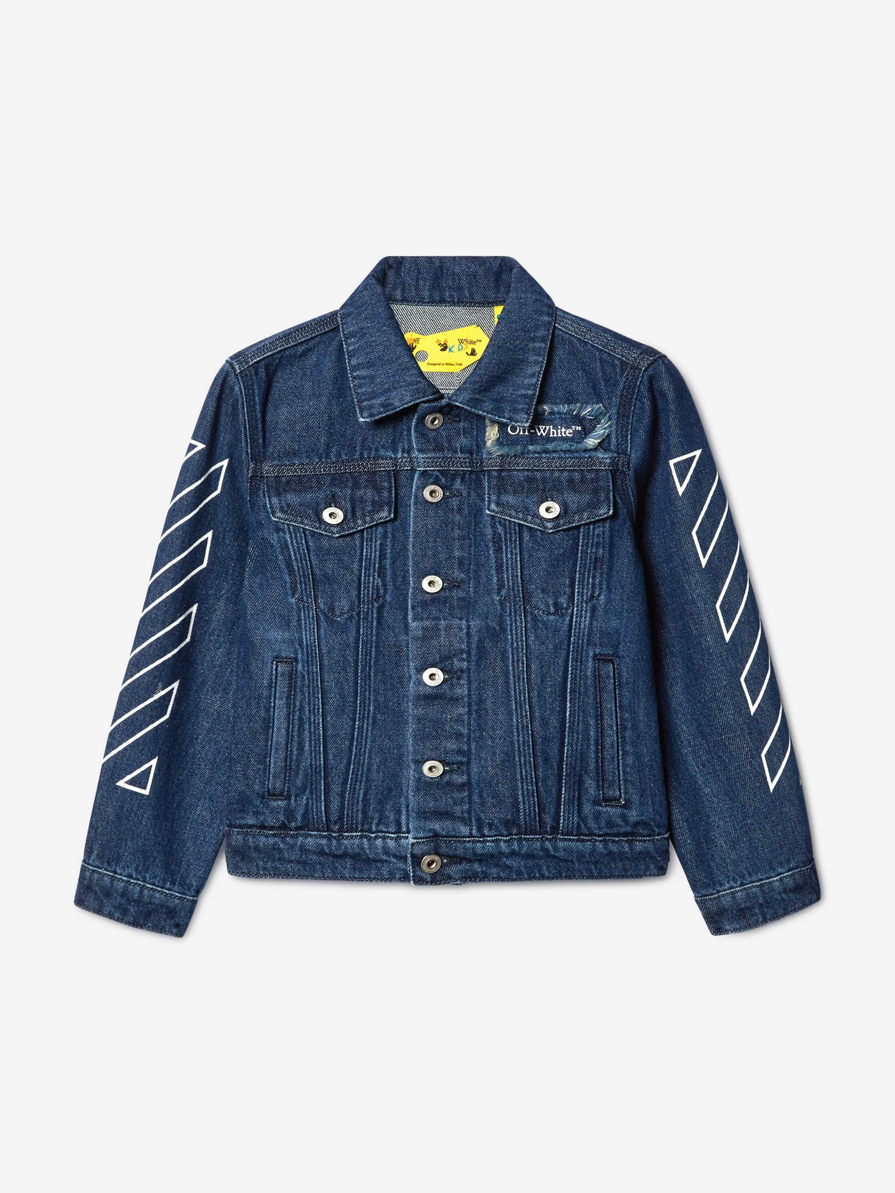 Off-White Boys Bookish Patch Denim Jacket in Blau