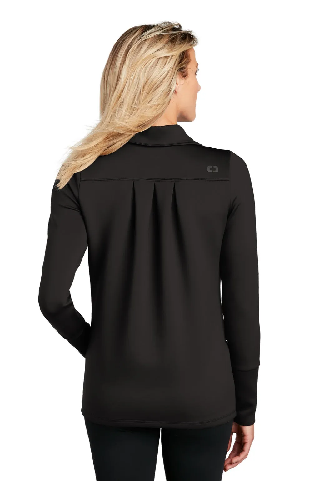 Ogio Damen Endurance Modern Performance Feuchtigkeitstransportierender Reißverschluss-Sweatshirt mit Taschen - Blacktop