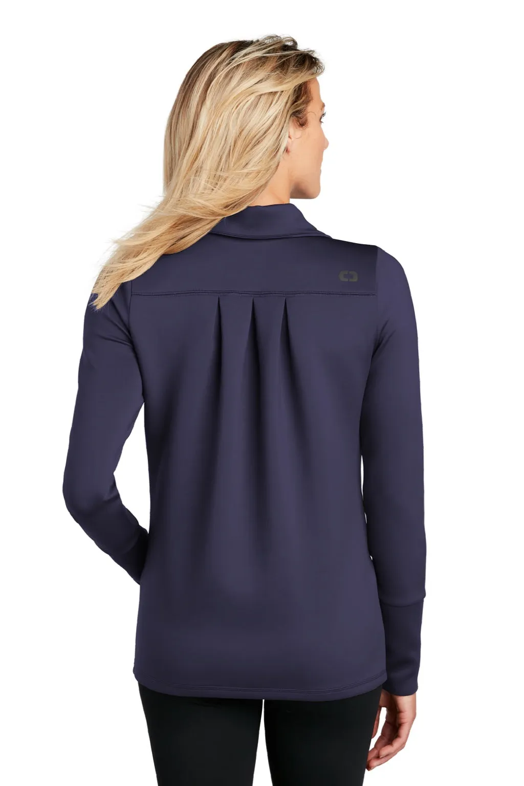 Ogio Damen Endurance Modern Performance Feuchtigkeitstransportierender Sweatshirt mit Reißverschluss und Taschen - Marineblau