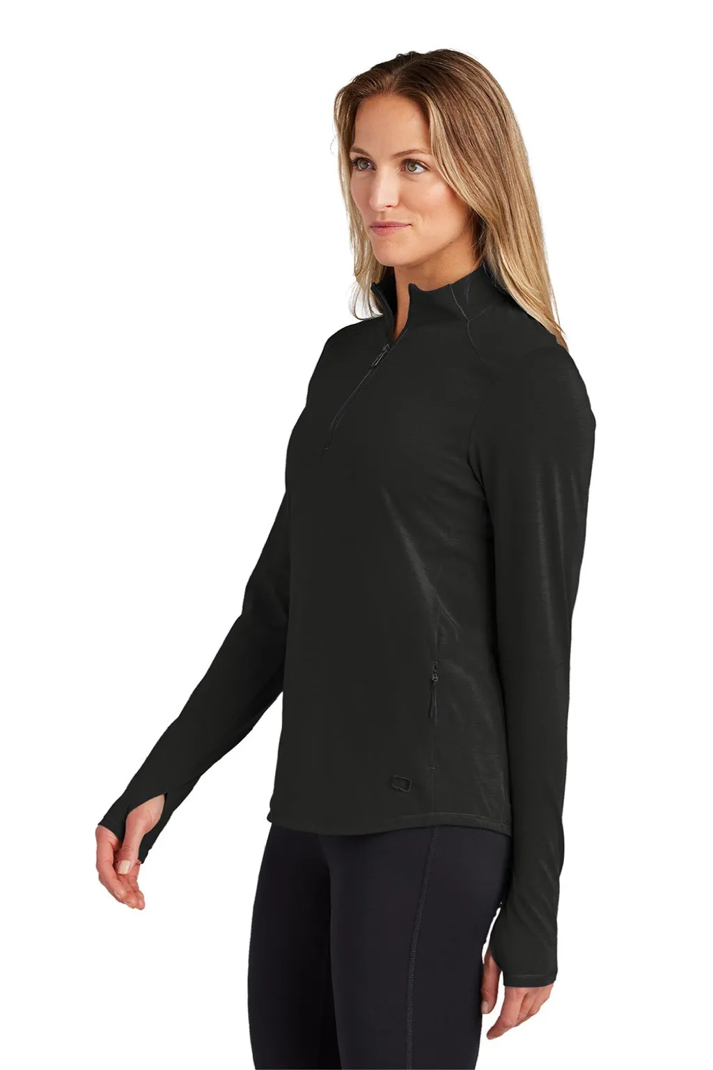 Ogio Damen Motion Feuchtigkeitstransportierendes 1/4-Zip Sweatshirt mit Tasche - Blacktop