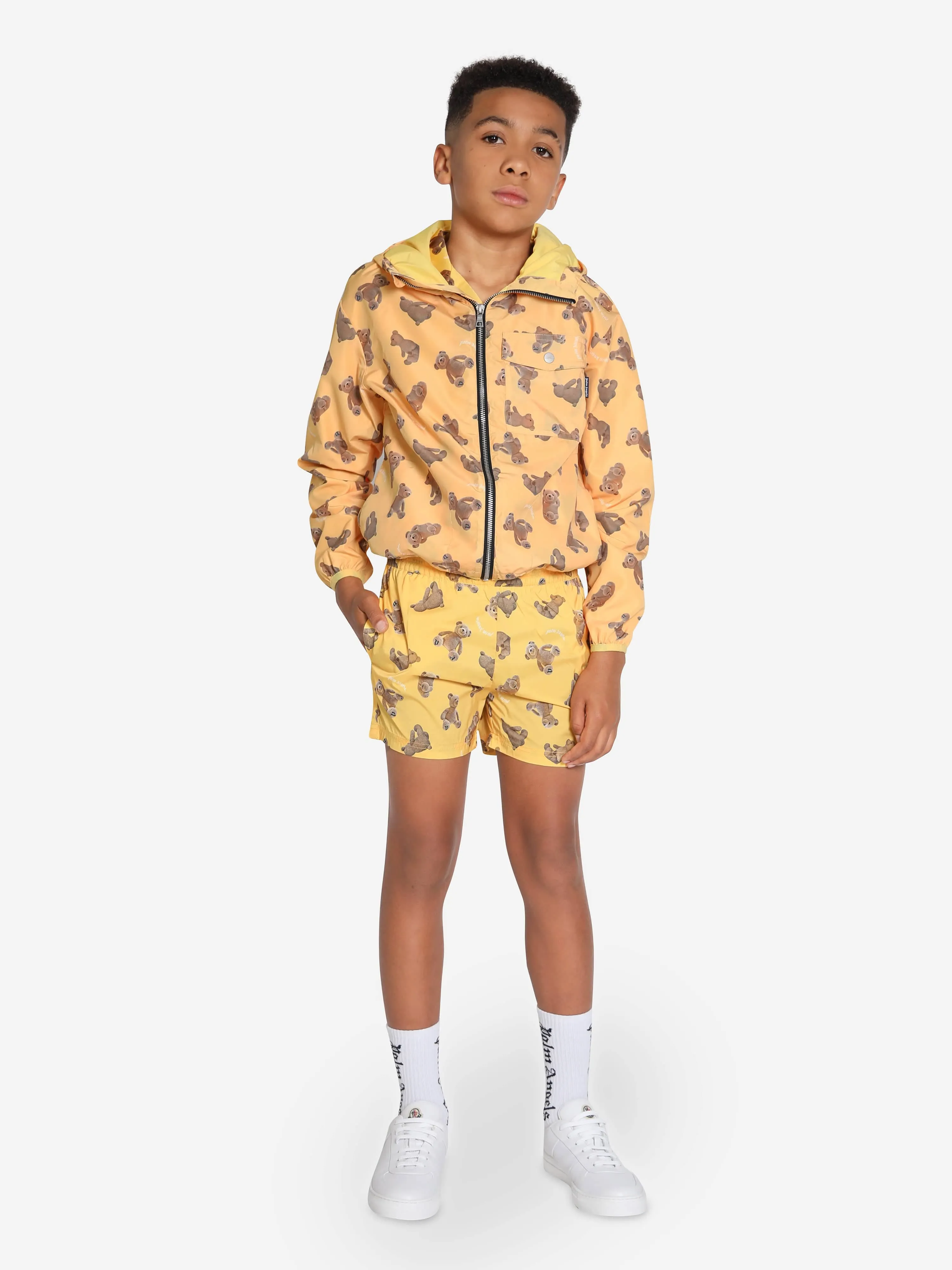 Palm Angels Jungen AOP PA Bären Windjacke in Gelb