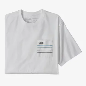 Patagonia Linienlogo Rippenstreifen Bio-Pocket-T-Shirt Weiß Patagonia Kleidung