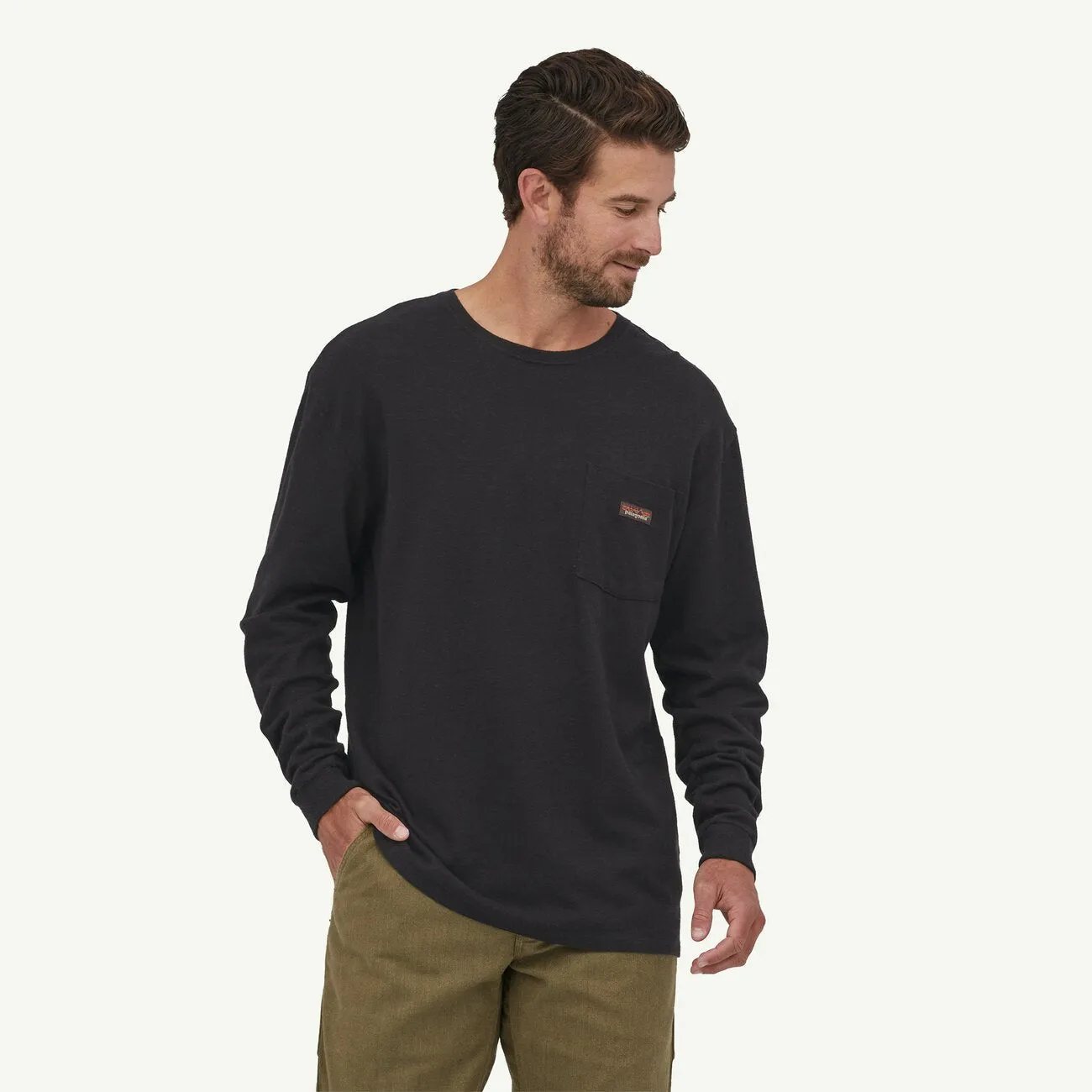 Patagonia Herren T-Shirts Langarm Arbeits-T-Shirt mit Tasche