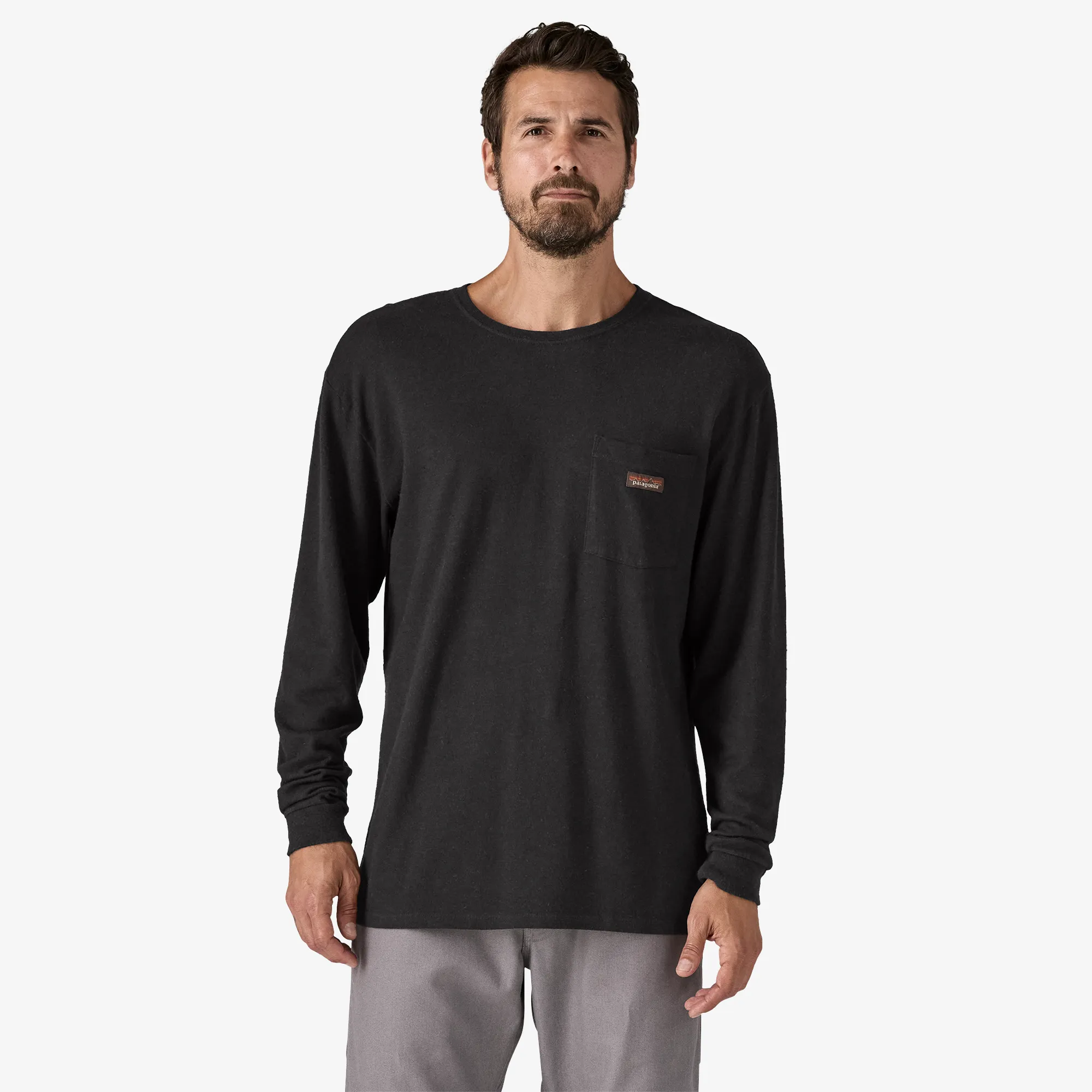 Patagonia Herren T-Shirts Langarm Arbeits-T-Shirt mit Tasche