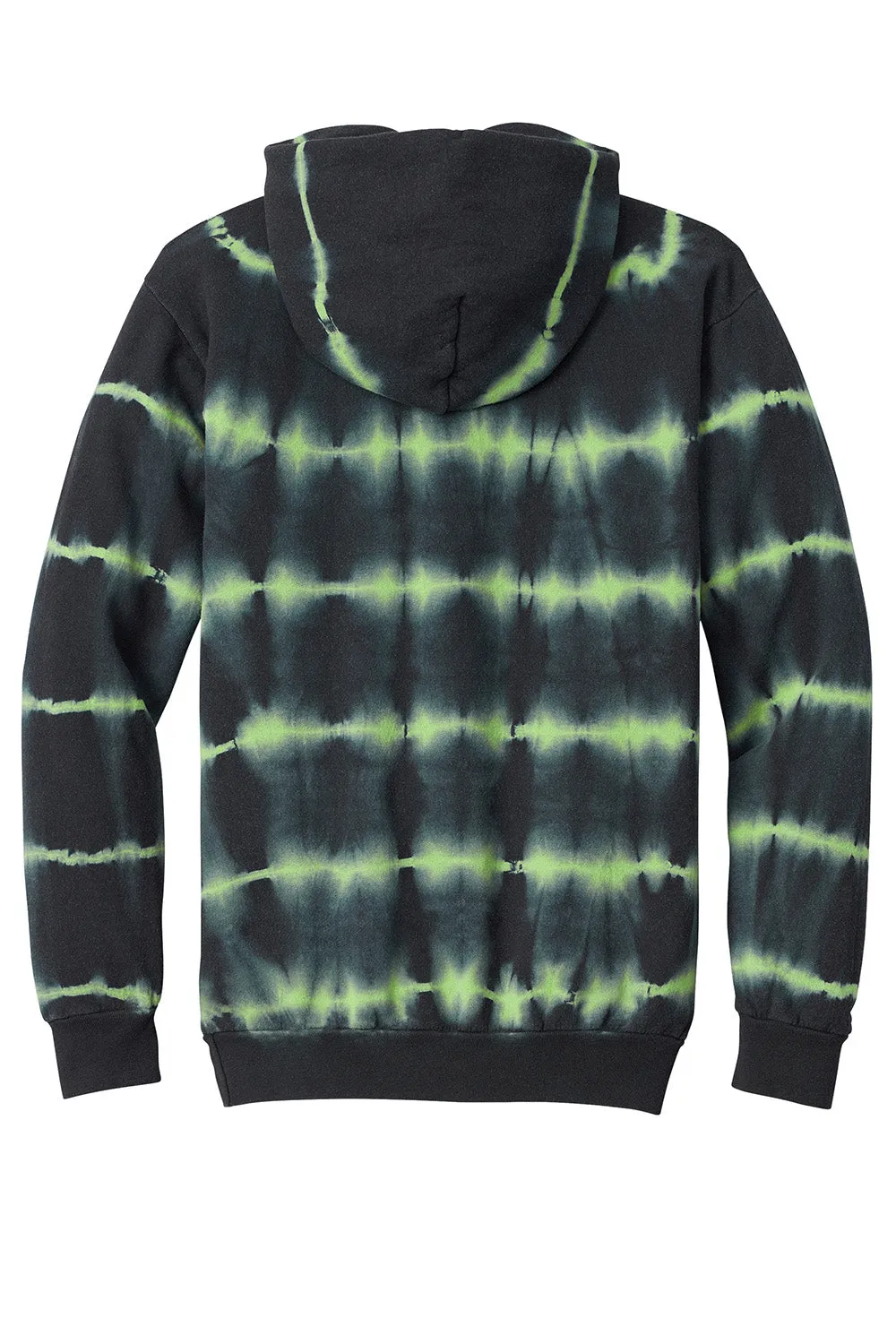 Port & Company Herren Fleece Kapuzenpullover mit Allover-Streifen-Tie-Dye und Kangaroo-Tasche - Grüntee/Schwarz