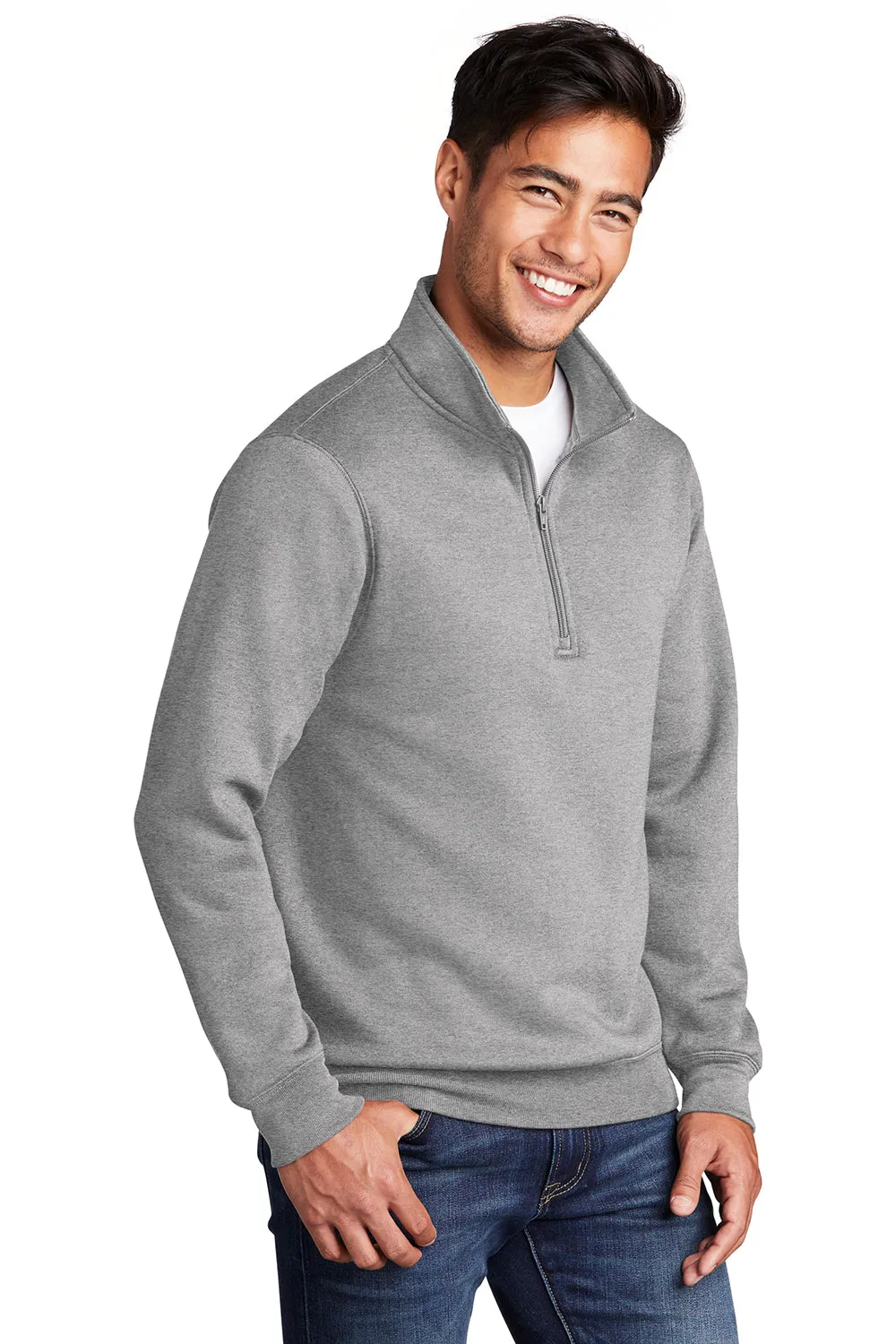 Port & Company Herren Core Fleece 1/4-Zip Sweatshirt - Heather Grau
