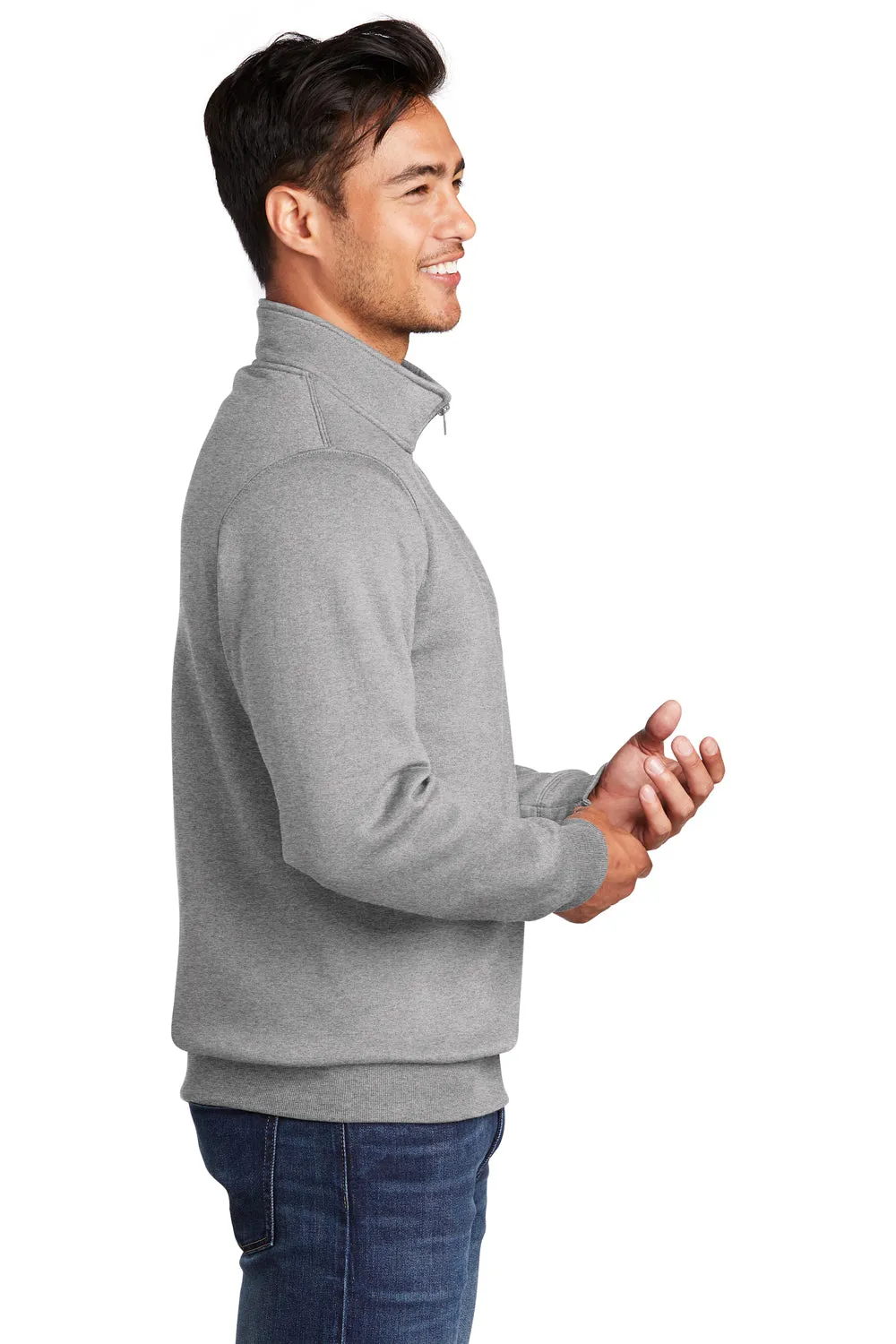 Port & Company Herren Core Fleece 1/4-Zip Sweatshirt - Heather Grau