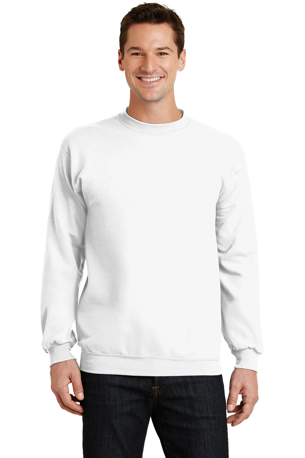 Port & Company Herren Core Pill Resistant Fleece Crewneck Sweatshirt - Weiß