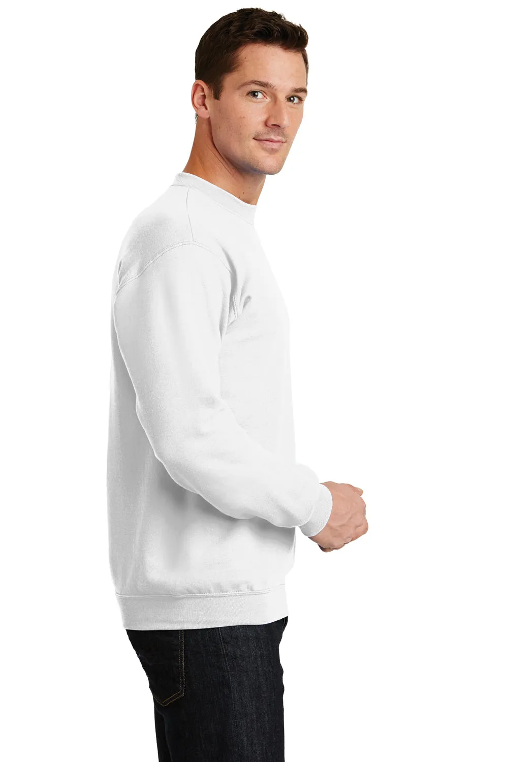 Port & Company Herren Core Pill Resistant Fleece Crewneck Sweatshirt - Weiß