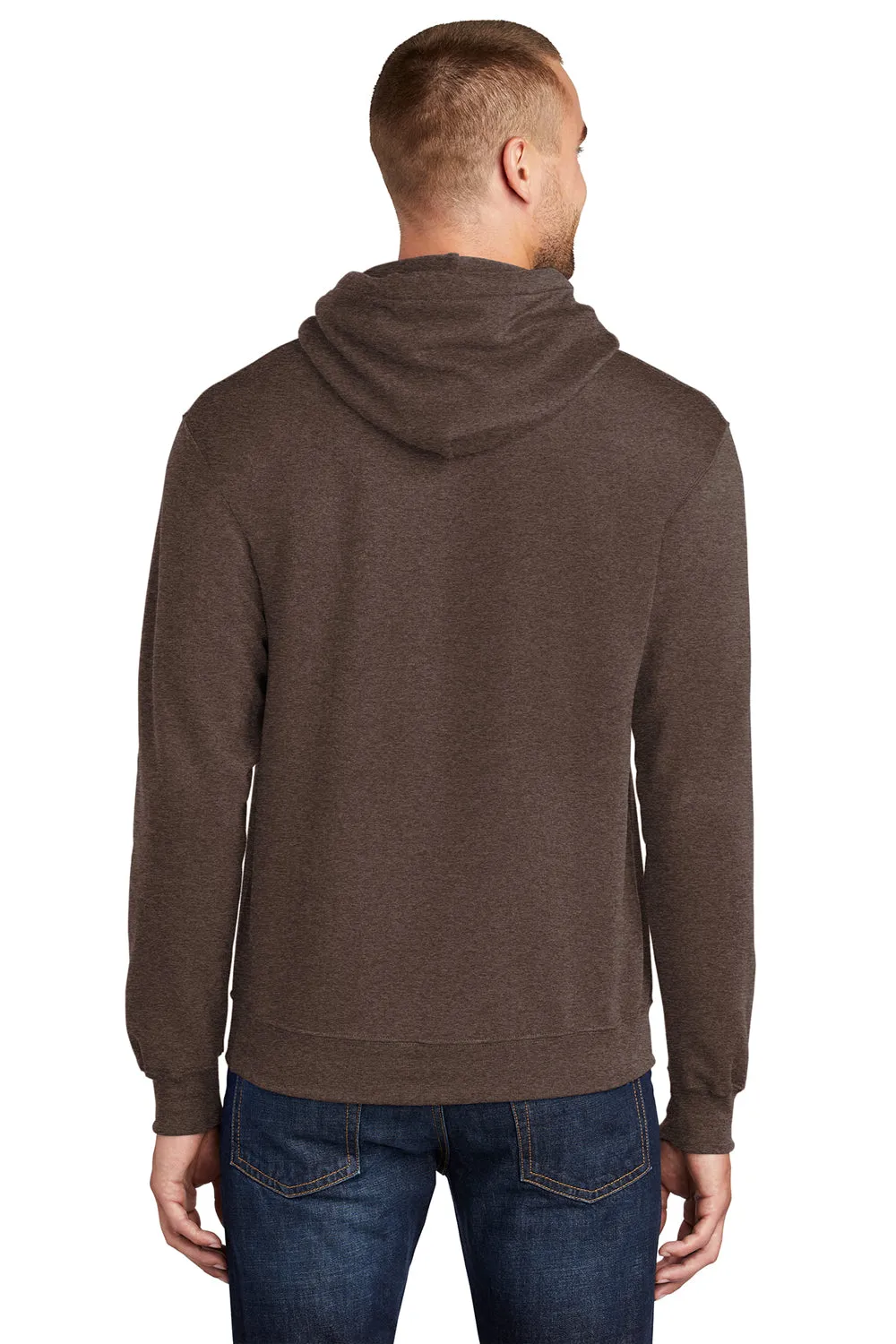 Port & Company Herren Core Pill Resistant Fleece Kapuzenpullover Hoodie mit Beuteltasche - Heather Dunkle Schokoladenbraun