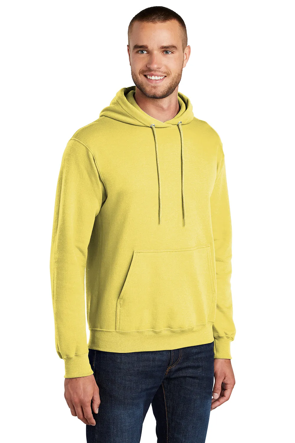 Port & Company Herren Core Pill Resistant Fleece Kapuzenpullover Hoodie mit Beuteltasche - Gelb