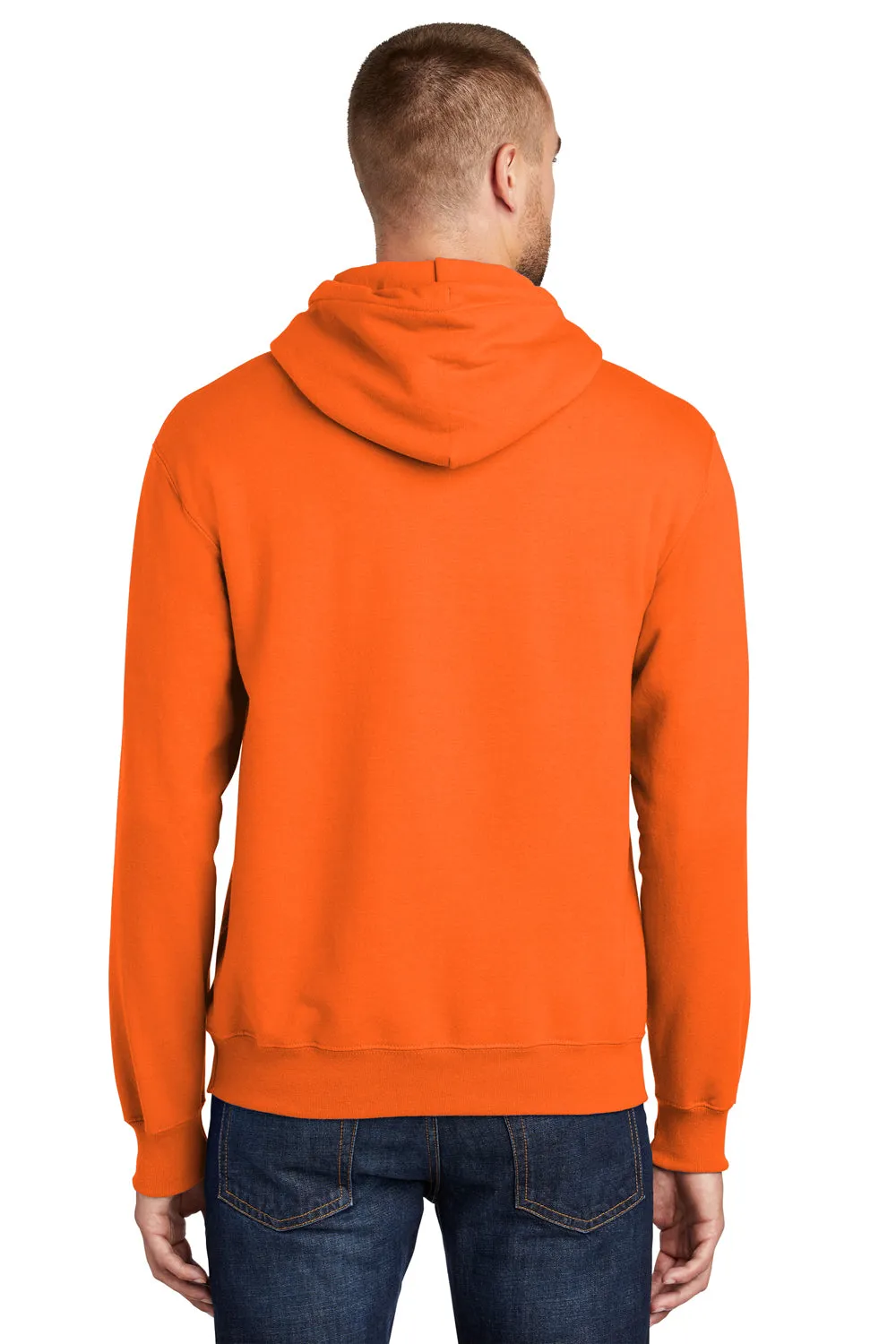 Port & Company Herren Essential Pill Resistant Fleece Kapuzenpullover Hoodie mit Beuteltasche - Sicherheitsorange