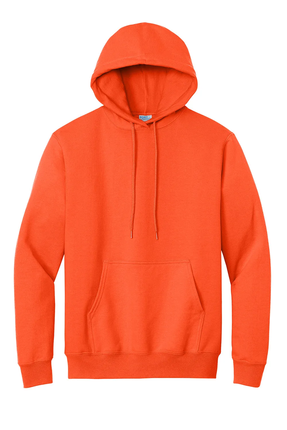 Port & Company Herren Essential Pill Resistant Fleece Kapuzenpullover Hoodie mit Beuteltasche - Sicherheitsorange
