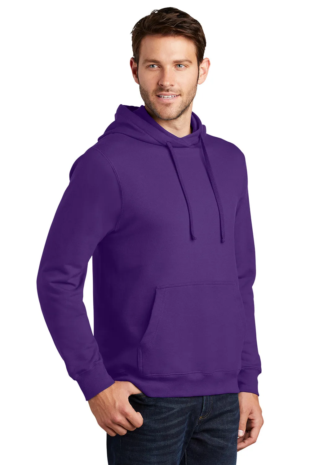 Port & Company Herren Fan Favorite Fleece Kapuzenpullover Hoodie mit Kangaroo-Tasche - Team Lila