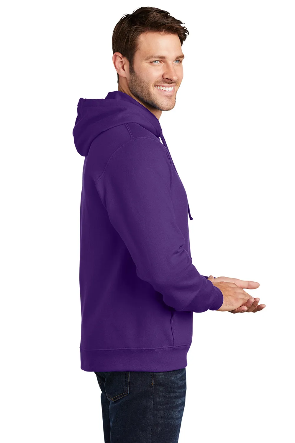 Port & Company Herren Fan Favorite Fleece Kapuzenpullover Hoodie mit Kangaroo-Tasche - Team Lila
