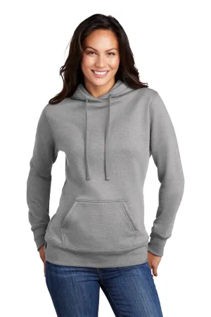 Port & Company Damen Core Fleece Kapuzenpullover Hoodie mit Kangaroo-Tasche - Heather Grey