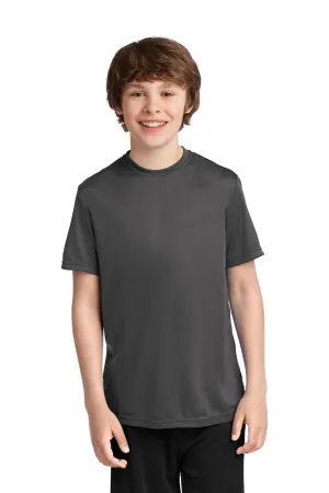 Port & Company Youth Dry Zone Performance Feuchtigkeitstransportierendes Kurzarm-Crewneck-T-Shirt - Anthrazitgrau