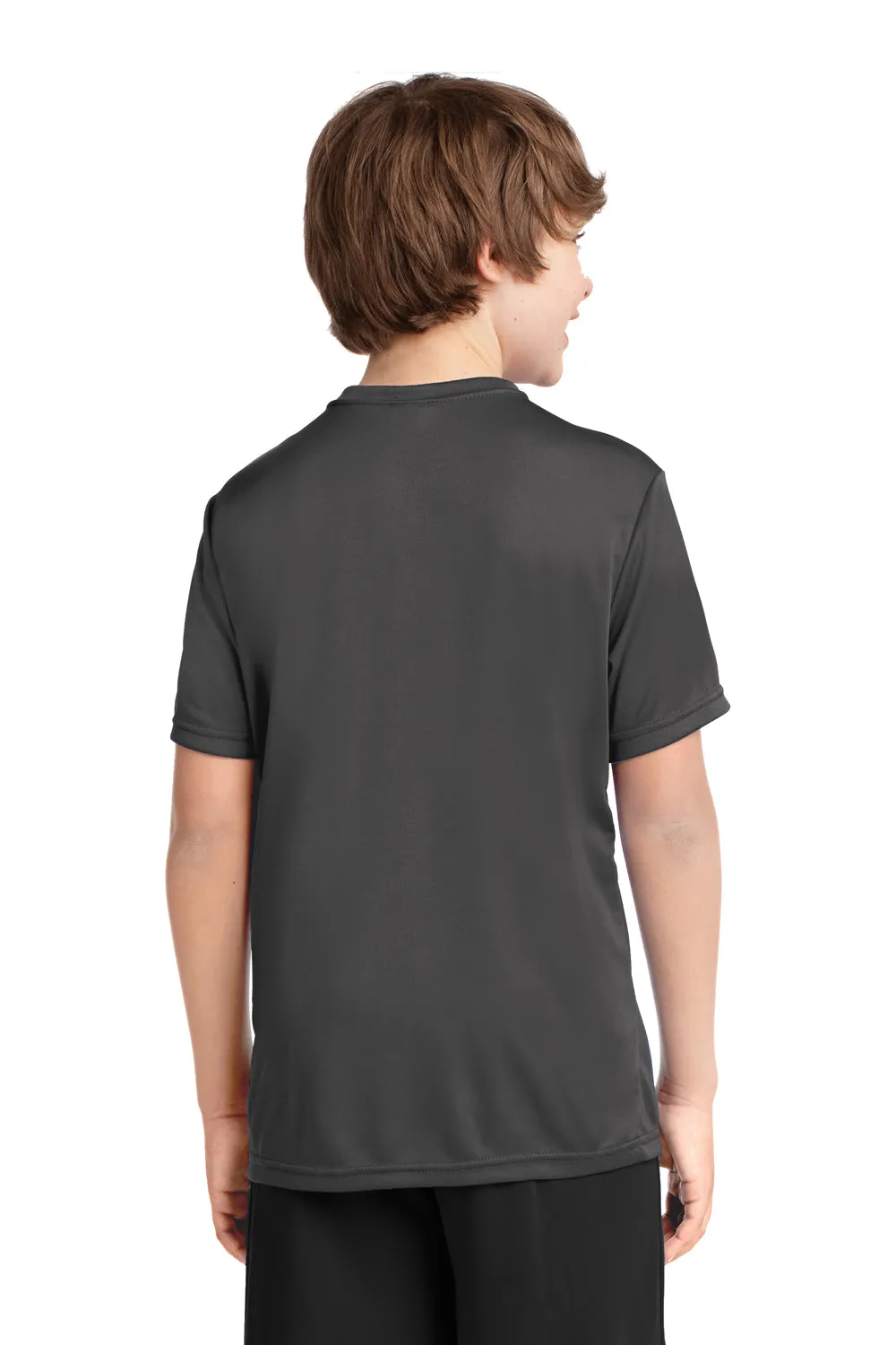 Port & Company Youth Dry Zone Performance Feuchtigkeitstransportierendes Kurzarm-Crewneck-T-Shirt - Anthrazitgrau