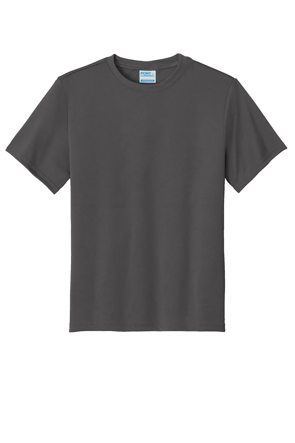 Port & Company Youth Dry Zone Performance Feuchtigkeitstransportierendes Kurzarm-Crewneck-T-Shirt - Anthrazitgrau