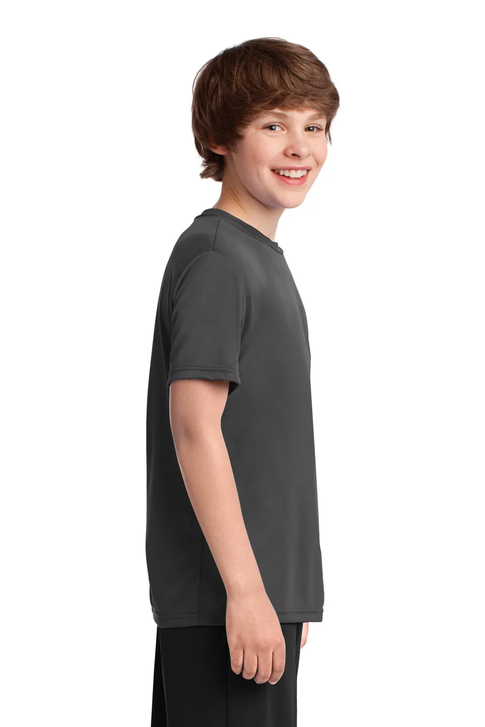 Port & Company Youth Dry Zone Performance Feuchtigkeitstransportierendes Kurzarm-Crewneck-T-Shirt - Anthrazitgrau