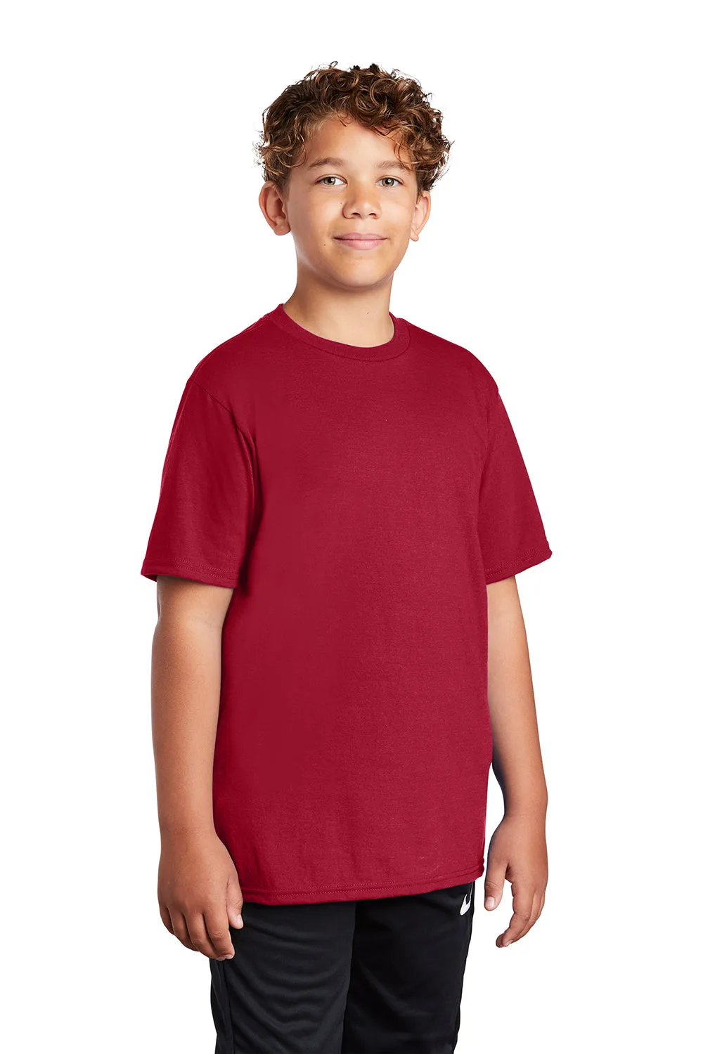 Port & Company Jugend Dry Zone Performance Feuchtigkeitstransportierendes Kurzarm-Crewneck-T-Shirt - Rot