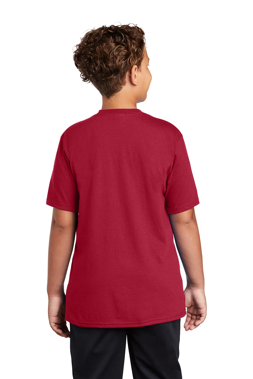 Port & Company Jugend Dry Zone Performance Feuchtigkeitstransportierendes Kurzarm-Crewneck-T-Shirt - Rot