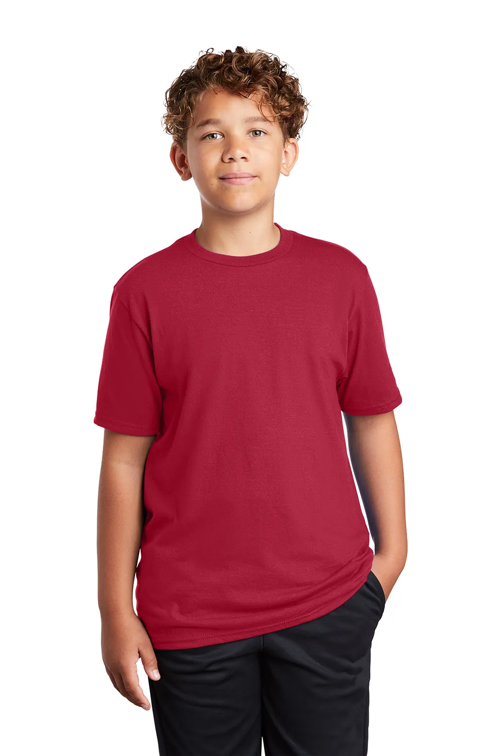 Port & Company Jugend Dry Zone Performance Feuchtigkeitstransportierendes Kurzarm-Crewneck-T-Shirt - Rot
