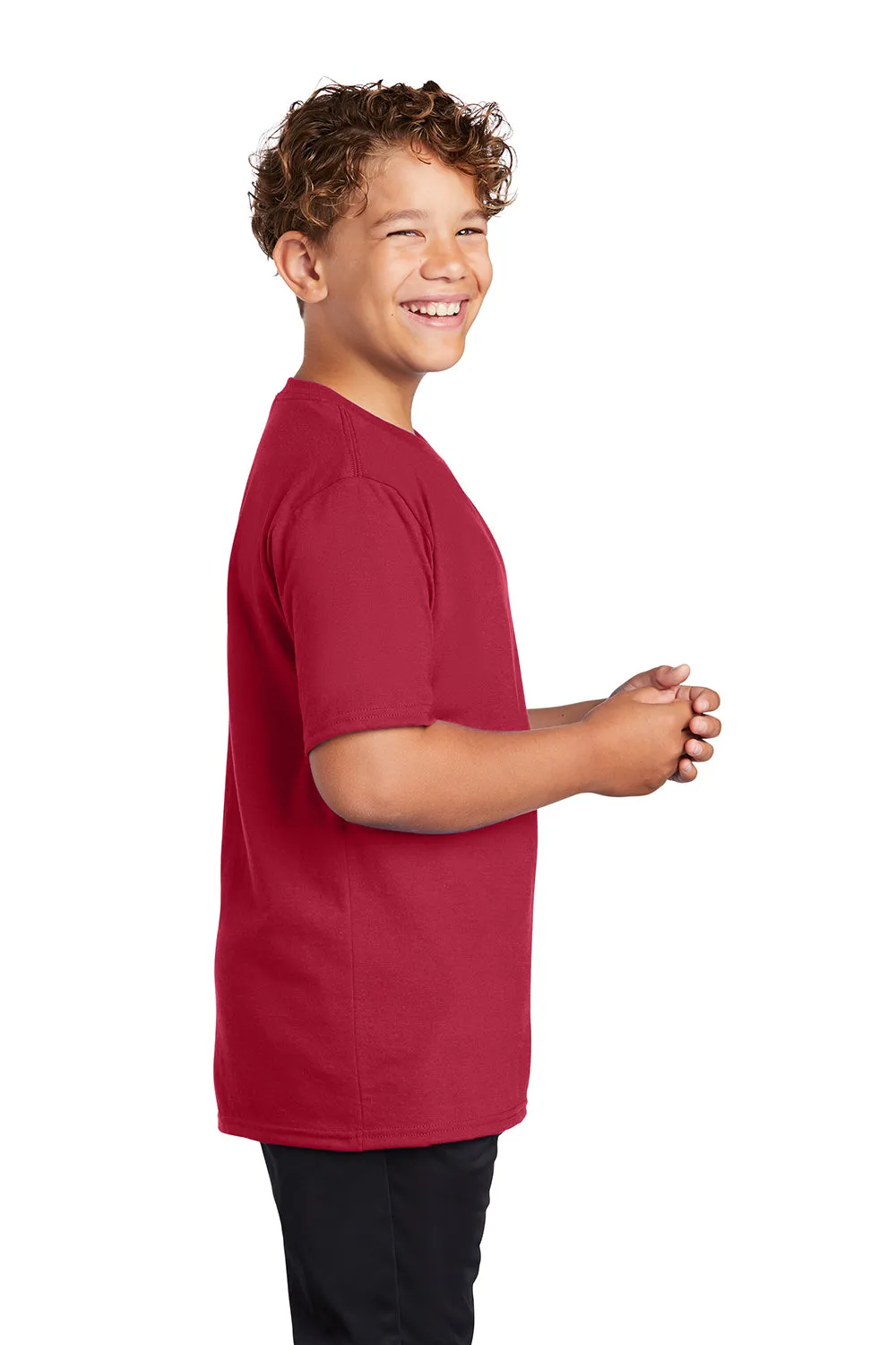 Port & Company Jugend Dry Zone Performance Feuchtigkeitstransportierendes Kurzarm-Crewneck-T-Shirt - Rot