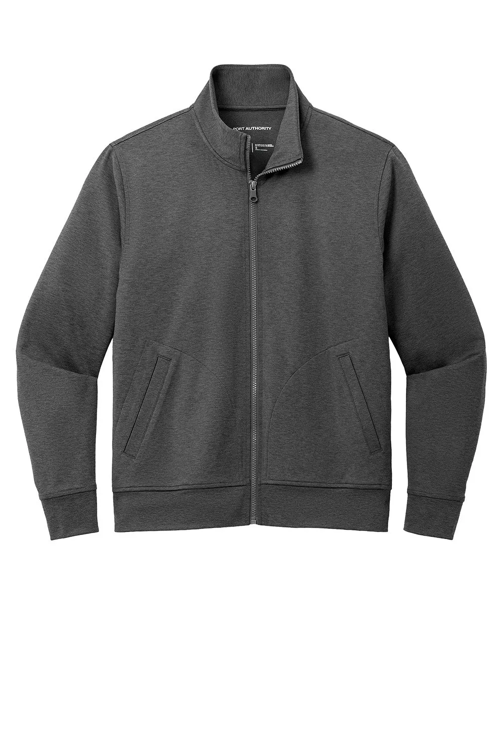 Port Authority Herren C-FREE Doppelstrick Feuchtigkeitstransportierender Reißverschluss-Sweatshirt mit Taschen - Heather Stahlgrau