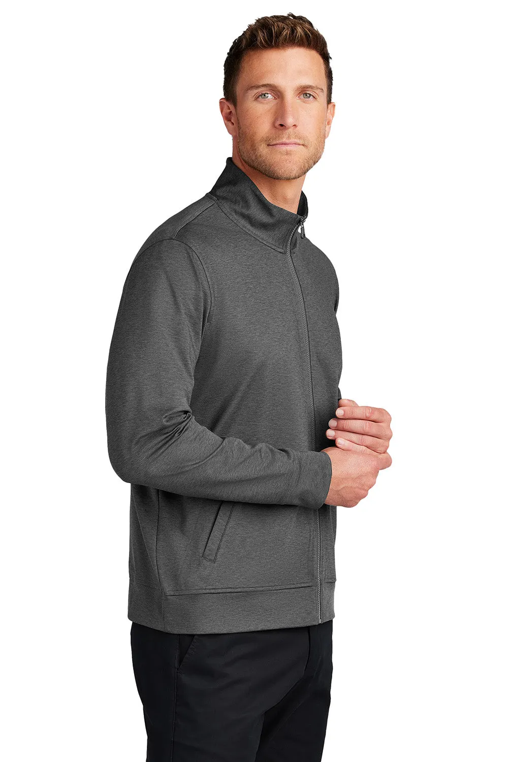 Port Authority Herren C-FREE Doppelstrick Feuchtigkeitstransportierender Reißverschluss-Sweatshirt mit Taschen - Heather Stahlgrau