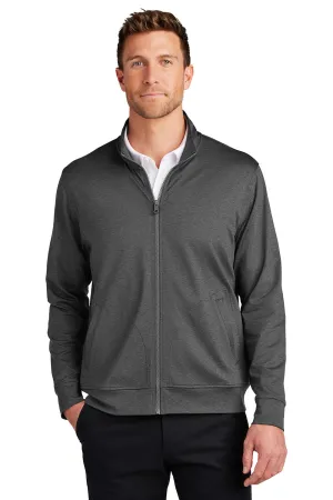 Port Authority Herren C-FREE Doppelstrick Feuchtigkeitstransportierender Reißverschluss-Sweatshirt mit Taschen - Heather Stahlgrau