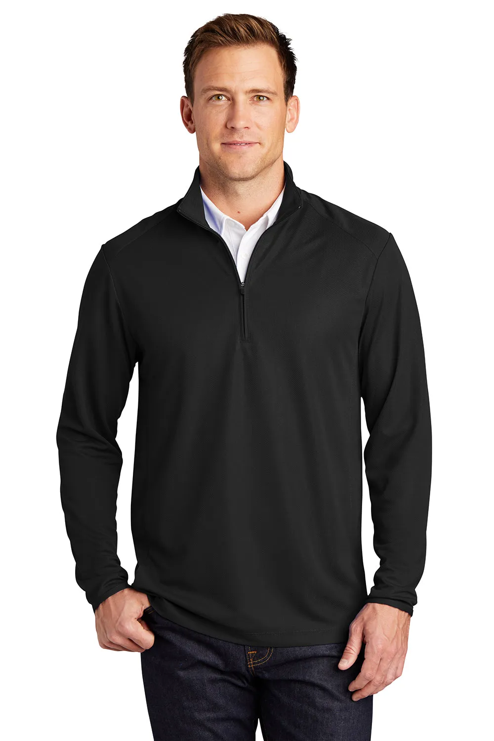 Port Authority Herren Sweatshirt mit Feuchtigkeitstransport und 1/4-Zipper - Schwarz