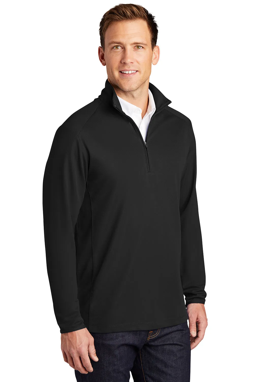 Port Authority Herren Sweatshirt mit Feuchtigkeitstransport und 1/4-Zipper - Schwarz