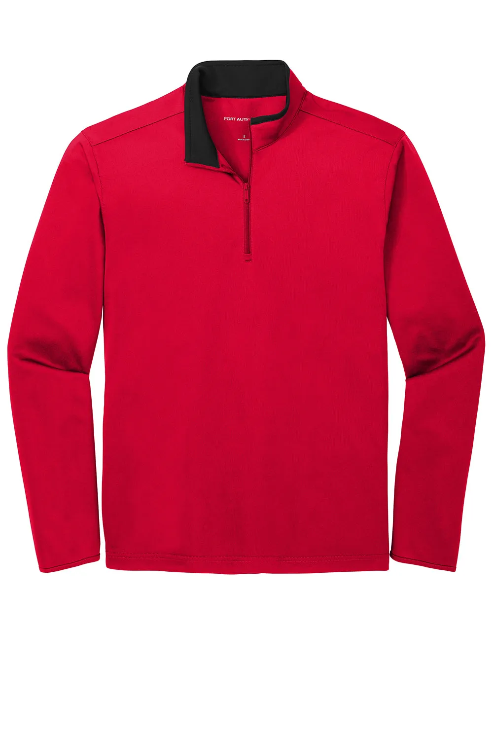 Port Authority Herren Performance Funktionsshirt mit Seidenoptik und Feuchtigkeitstransport – 1/4-Zip Pullover – Rot/Schwarz