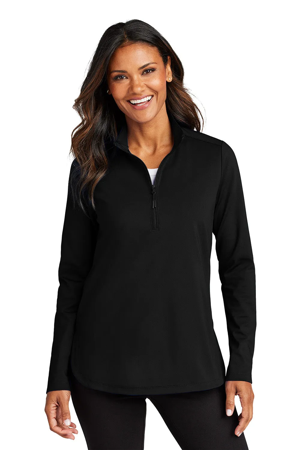 Port Authority Damen C-FREE Double Knit Feuchtigkeitstransportierendes 1/4-Zip Sweatshirt - Tiefschwarz