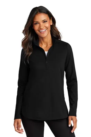 Port Authority Damen C-FREE Double Knit Feuchtigkeitstransportierendes 1/4-Zip Sweatshirt - Tiefschwarz