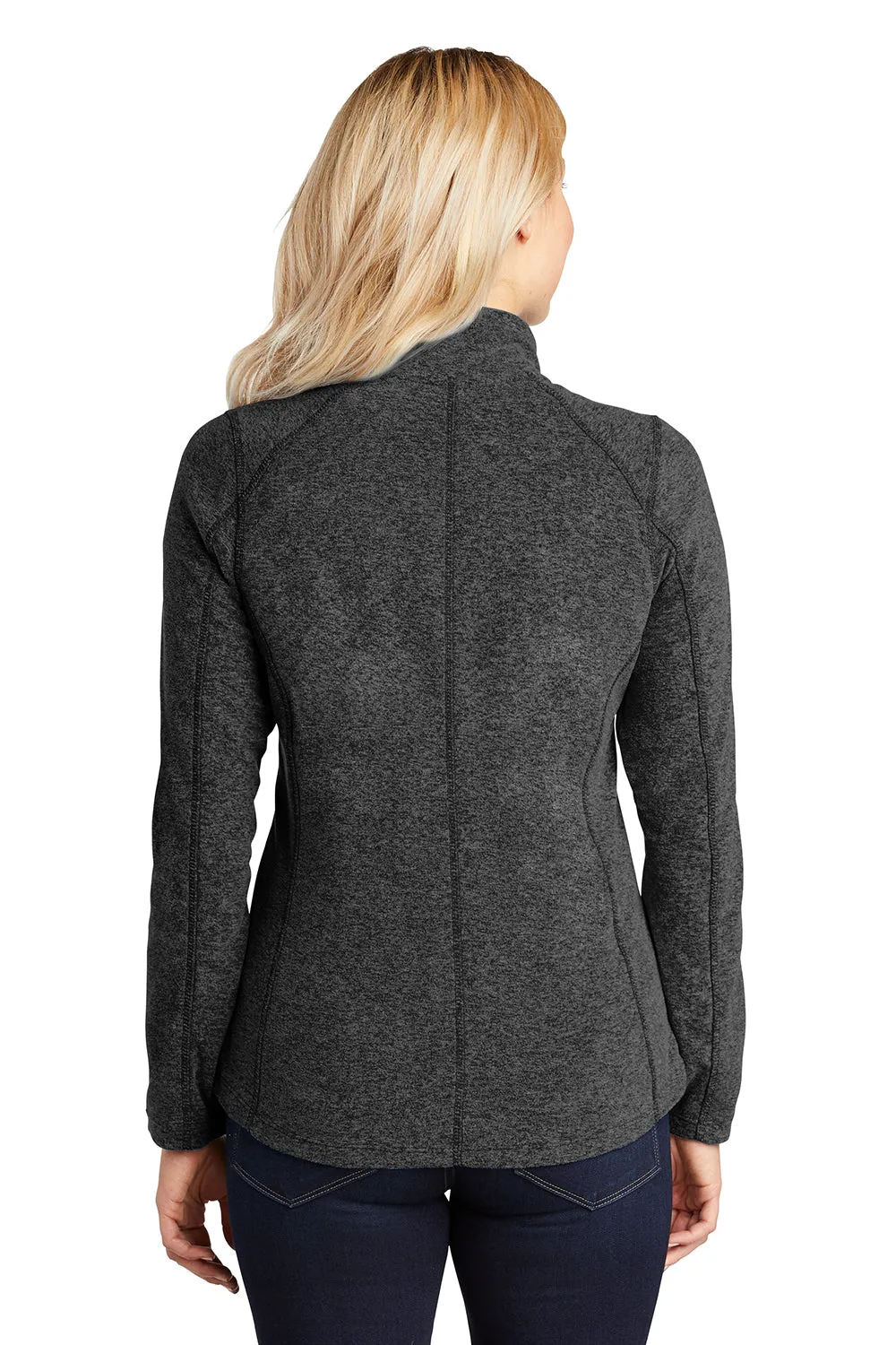 Port Authority Damen Pullover mit Reißverschluss, pillierungsresistentes Heather-Mikrofleece - Heather Charcoal Schwarz