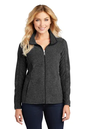 Port Authority Damen Pullover mit Reißverschluss, pillierungsresistentes Heather-Mikrofleece - Heather Charcoal Schwarz